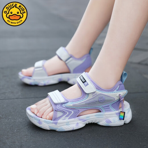 G.DuckKids Little Yellow Duck 2025 Summer Boy Sandals para niños TOE ABIERTO MEDIO SUGLO SOLO SOLO Sports Impermeable Playa de la playa para niños 9901 Pink 27 Longitud interior/17.2 cm