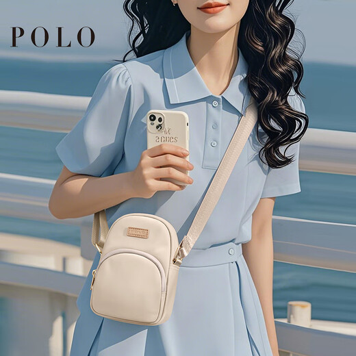 POLO斜挎包小包女挎包牛津布2025夏季新款轻便背包新款百搭手机包 杏色