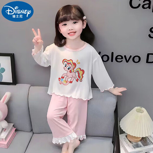 Disney (Disney) Kulomi Girls Pajamas para mangas largas de algodón delgado de primavera y otoño 2025 NUEVOS Niños El traje de aire acondicionado de niñas lindas Summer 3527# Azul Huevo 8 Altura recomendada 95-105 cm Tamaño promedio
