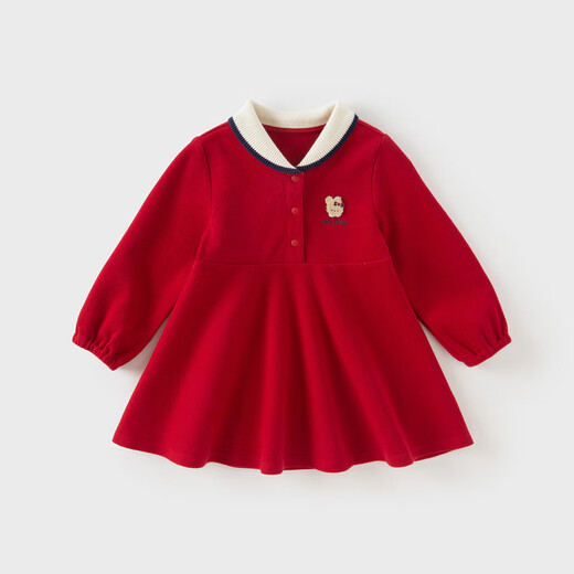 David Bella children's cotton dress girls preppy red princess dress baby girl autumn clothing