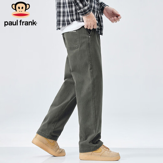 Paul Frank Casual Pants Men's Autumn Loose Straight Pants Men's Trendy Overalls Men's Long Pants Military Green XL