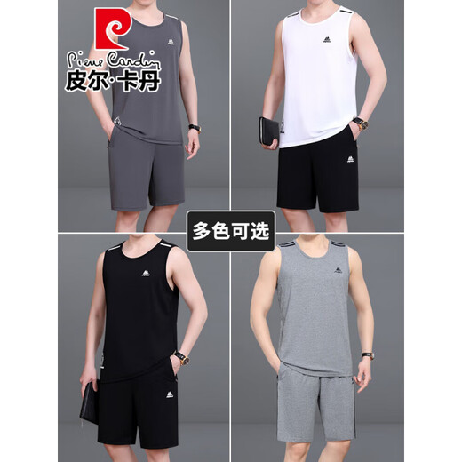 Pierre Cardin Dad Ice Silk Sports Costume T-shirt sans manches d'été pour hommes Vêtements de basket-ball décontractés à séchage rapide d'âge moyen et à séchage