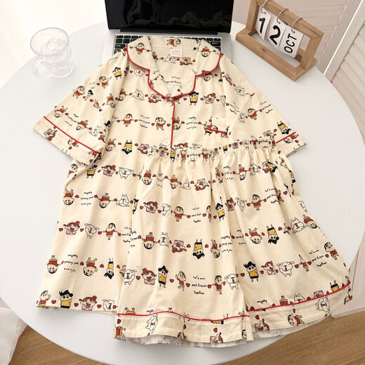 Lindo pijama de algodón de gato para mujeres en pantalones cortos delgados de verano dibujos animados para niñas al aire libre de ropa para el hogar 693 m [Sugerencias 80-100]