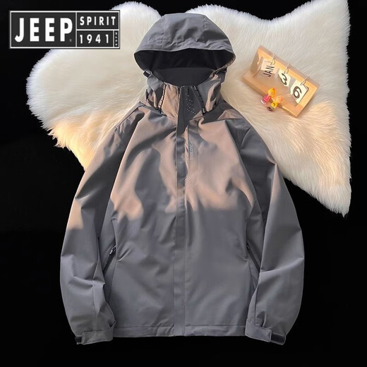 JEEP SPIRIT Jeep Charge Men's 2025 New Summer Thin Outdoor Three-in-One Jacket Soft Shell Mountain Climbing Suit Women's Wind-Back 6628m White [Men's Style] L