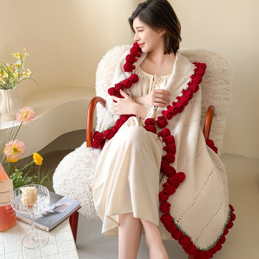 Autumn and winter Class A popular rose bouquet blanket multifunctional rose blanket car office blanket children's towel quilt rose bouquet blanket 150*150cm 99 roses