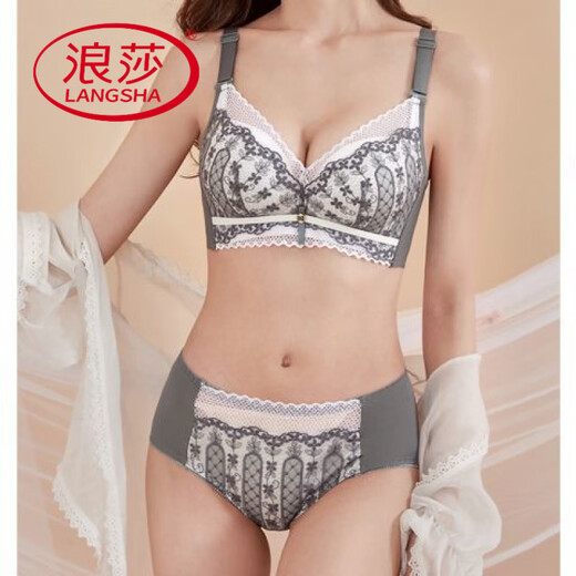 浪莎（LangSha）白色文胸套装时尚新款上薄下厚小胸聚拢轻薄显瘦无钢圈无磁内衣女 911红色套装 薄款0.5CM 四扣 75B 34
