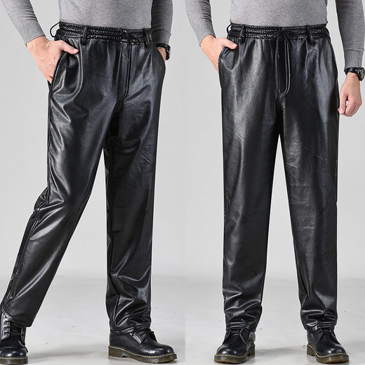 Zoscheter Pantalon en cuir masculin plus velours à vélo épaissis pour le pilotage Motorcycle imperméable du vent Verti