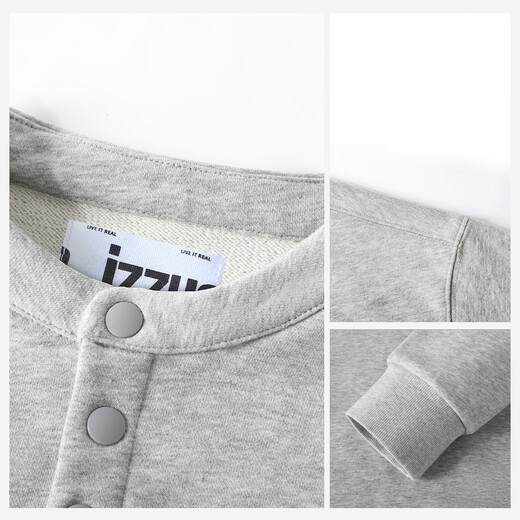 Izzue it trendy brand letter sweatshirt men's spring and autumn half cardigan Henry collar top heavy stylish youth loose jacket