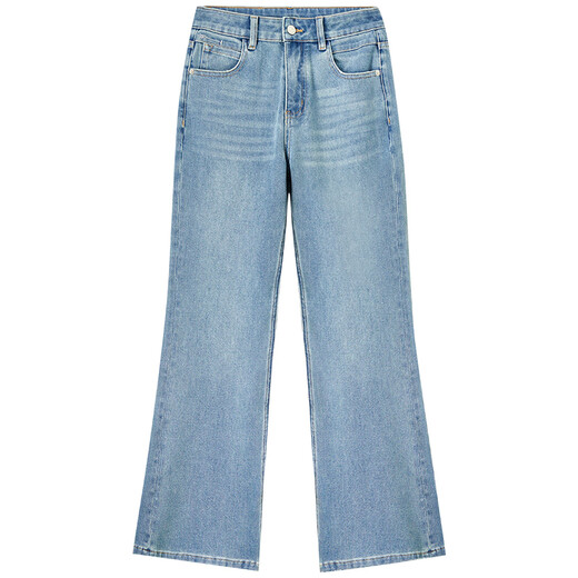 Shandubila Vier-Wege-Stretch-Jeans mit hoher Taille, Vier-Wege-Stretch-Denim + Back-Taille, rosa Ledermarke, Pendler-Schlankheitshose, Denim-Blau, XL