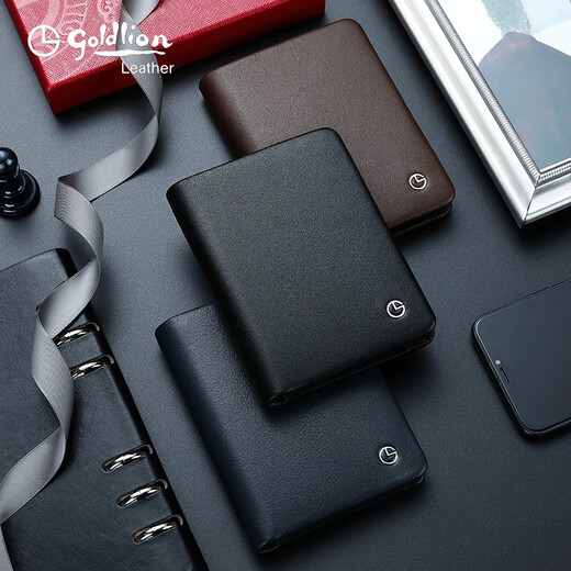 Goldlion Wallet Herren echtes Leder Kurzes dünnes Kuhladen-Leder-Leder-Clip Multifunktion weicher Leder-Männer Brieftasche A (Schwarz)