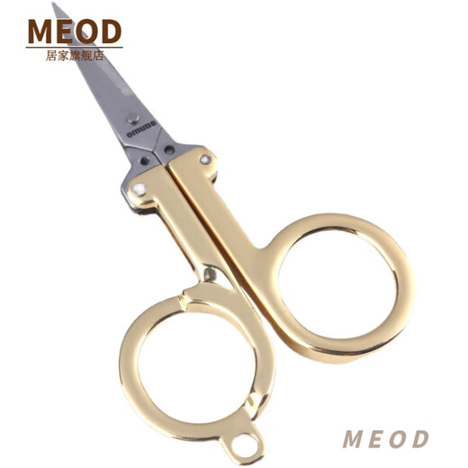 MEOD Ciseaux de pliage de qualité importés en acier inoxydable exquis mini ciseaux de trousses de voyage de voyage Tête de coupe Gold + A6626-6 Clipper à ongles plats