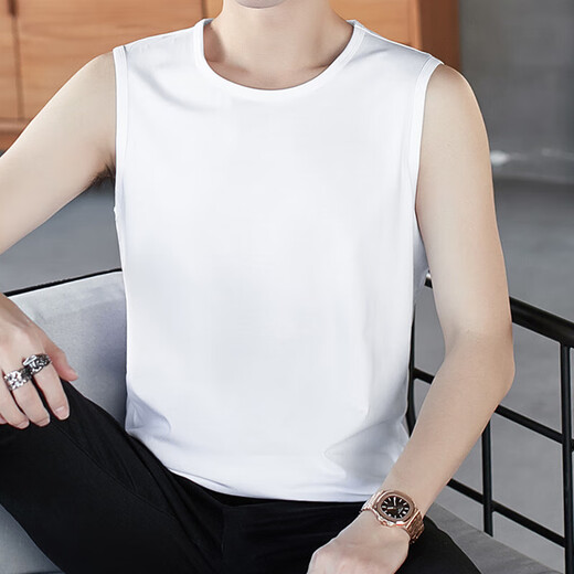 Men's round V-neck vest men's slim Korean style sleeveless vest casual sports breathable vest JS solid color sleeveless V-neck dark gray 3XL