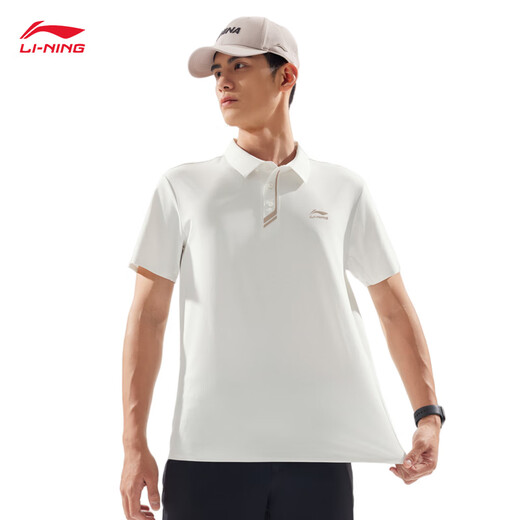 Li ning Honor-Serie 丨 Polo-Männer modische und komfortable Revers-Kurzärmel-Polo-Hemd APLV673 Champagner White-1 2xl