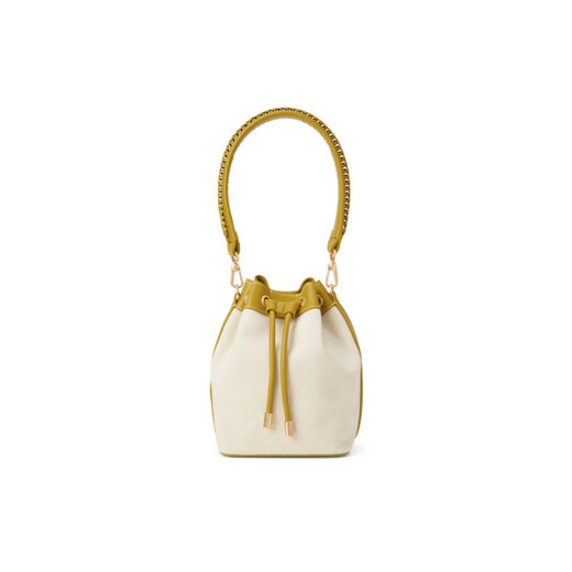 Calvin Klein Kleiner CK modische einfache PU-Bucket-Tasche One-Shoulder Handtasche Kleine Frauen mehrfarbige Senf Tan M Geschenkbox
