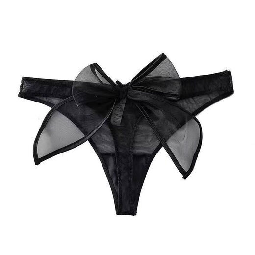Sexy Thin Band Sexy Underwear Women's New 2023 Hot Style Low Waist Pure Sex Girls Raw Thong Panties Bow Embroidery M 1 Black