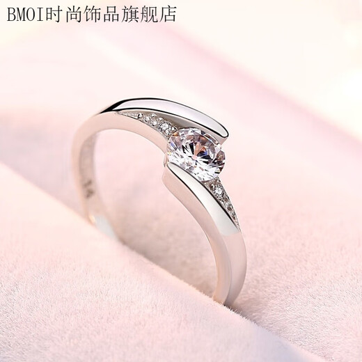 BMOI999 sterling silver pure silver ring noble ring classic closed female ring Korean version diamond ring wedding ring inlaid with diamond ring No. 18 Fat Donglai same style