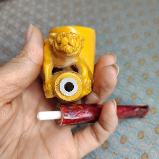 古耐奥烟斗3881号立体老虎号角大直斗土耳其进口海泡石原石大师手工雕刻