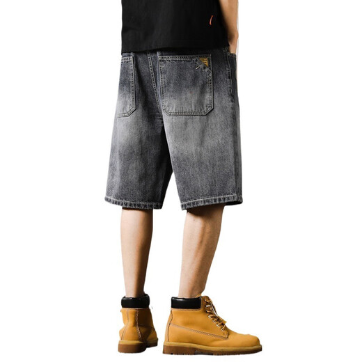 Yiling Yibeis neuer amerikanischer Casual Denim Shorts Herren Sommer Lose Fat Man Trendy Retro große mittelgroße Hosen 9926 Blau 28 Geeignet für 90-105 Jin [Jin ist 0,5 kg]