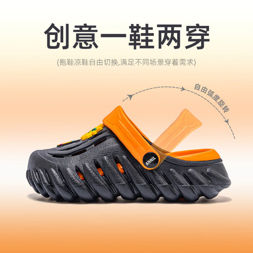 Annil Children's Slippers 2025 Nouvelle merde d'été Feel Wear Wear Mid-Garn's Bag's Bag-Toe Sandals Hole Chaussures 7455 Orange 34 (220 mm tailles recommandées 34-35)