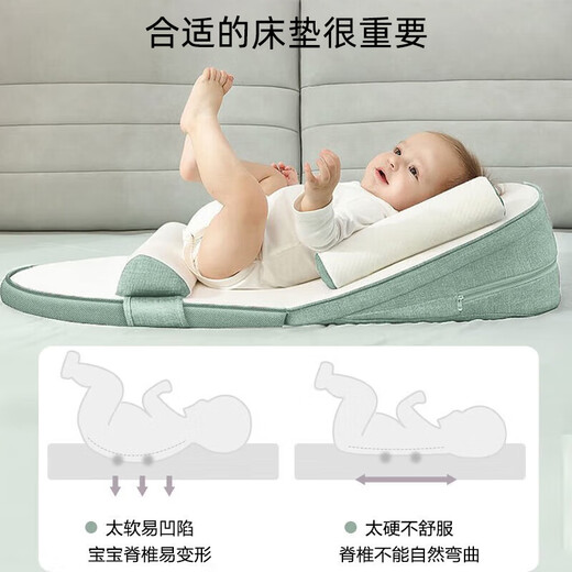 9i9 baby anti-vomiting slope cushion pillow newborn baby breastfeeding pillow auxiliary feeding pillow light oxygen green 0-36 months