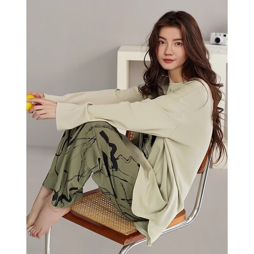 Sangqin-Pyjama für Frauen im Frühling und Herbst Langarm 2025 Neue Stile für Herbst und Winter können außerhalb der Heimkleidung XB9930 MODEL M getragen werden