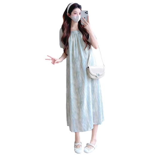 革曼孕妇连衣裙夏季2025新款高级感孕妇装宽松大码时尚遮肚长裙雪纺裙 图片色 L(建议110-130斤)