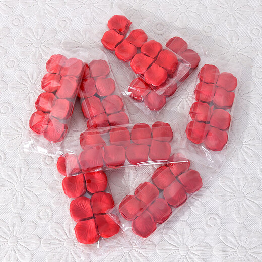 梓嘉福仿真玫瑰花瓣求婚结婚仿真花瓣婚庆道具结婚房装饰布置假玫瑰花瓣 暗红点(100片) 包装