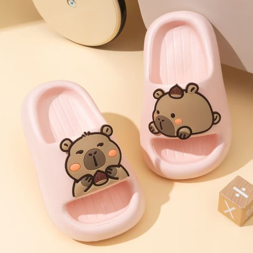 Kapibara EVA children's slippers 2025 summer new style boys and girls baby indoor home non-slip slippers Khaki 34 inner length 19.5cm/small size