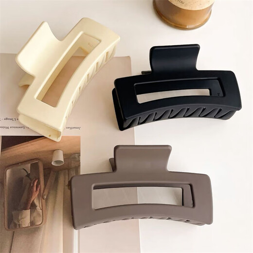 Barberry Temperament Frosted Clip Hairdress Women's Square Large Hairpin Back of Head Hair Clip Fashion Shark Clip Hair Clip Square Clip Black 1