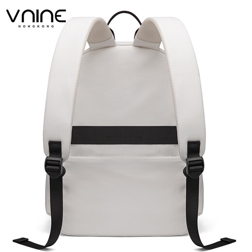 第九城（V.NINE）书包初中生女生大容量双肩包简约休闲电脑包大学生中学生轻便背包 米色