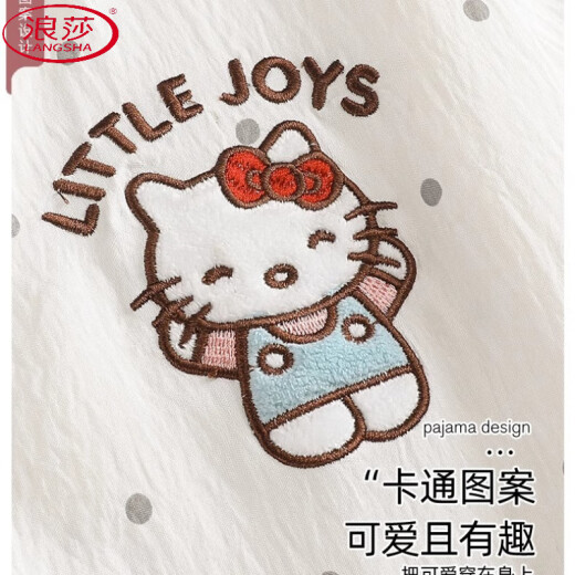 浪莎（LangSha）波点凯蒂猫印花三件套装睡衣女ins夏季新款短袖学生家居服可外穿 KK-14124【高质量三件套】 M 【建议80-100斤】