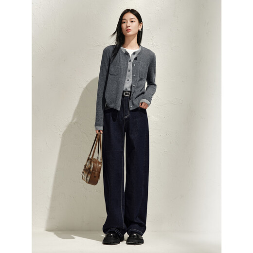 Jiuzi Annako retro casual denim style loose dark blue denim scimitar pants women's spring new style 2025 Zhangqing-second batch KWFQ12172 2XL