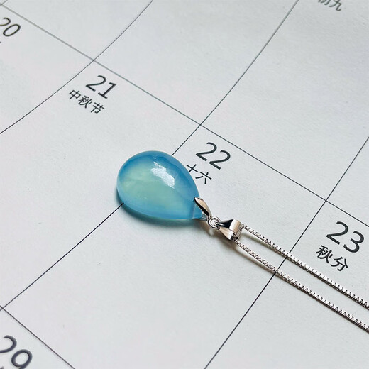 Olodya aquamarine Anhänger 925 Silberblau Kristall Halskette Halskette Wasser Drop-förmige Frauen Schmuck Geburtstag Nr. 3884 Bewertungszertifikat mit 925 Silberkette