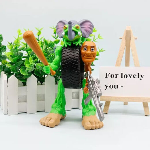 
Mi Meng foreign mountain and sea fusion monster fusion pendant tungtungsahur American wooden stick figure all toys 16cm elephant wheel combination