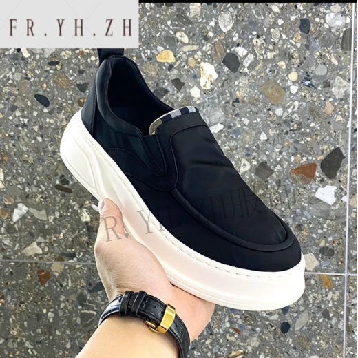 FR.YH.ZH原熙社团男鞋夏季新款男士透气一脚蹬懒人布鞋时尚百搭潮流休闲鞋 1105-黑色 38