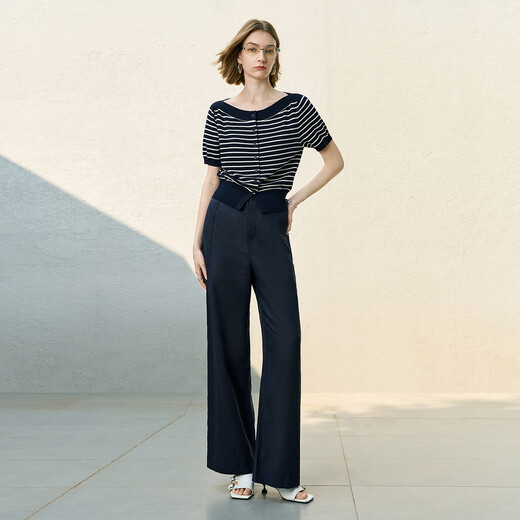 Women's 2025 summer wide-leg pants commuting thin trousers versatile casual pants Khaki M