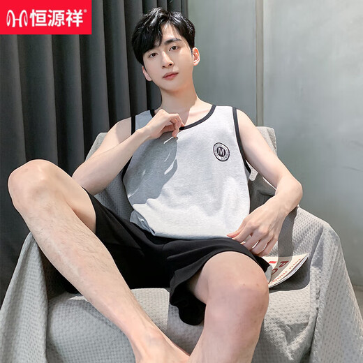 Hengyuanxiang Sommer reines Baumwollweste Shorts Pyjamas Lose Casual Home-Kleidung im mittleren Alter mit großer Größe H9928 (Kurzärärmel-Shorts) L (Empfohlen 100-120 Jin [Jin gleich 0,5 kg]))