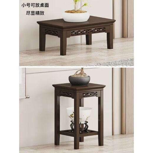 Flower rack simple indoor solid wood flower pot rack living room Chinese antique floor-standing spider rack flower several balcony flower stand 50-high small carved antique flower table