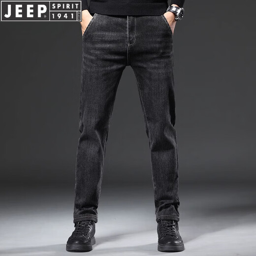 JEEP SPIRIT男士牛仔裤2025春秋季商务直筒裤宽松弹力休闲水洗长裤男 9928特深蓝 28