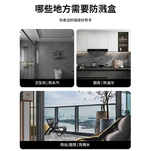 Socket waterproof cover, socket protective cover, bathroom socket waterproof box, bathroom switch splash-proof box, self-adhesive protective cover, black transparent regular style, available for kitchen, balcony and sink, 1 pack