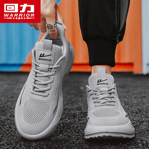 Warrior summer men's shoes mesh breathable sports dad shoes men's soft sole casual running shoes L847C gray 44