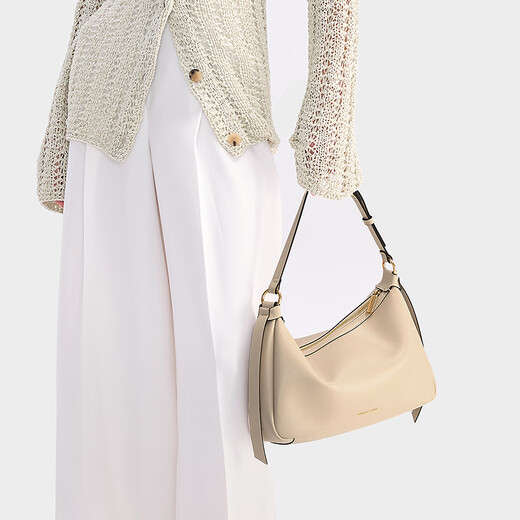 CHARLES/KEITH25 autumn new product retro soft simple hand-heeled shoulder armpit bag Chinese Valentine's Day gift CK2-20671783 Oat oat color M