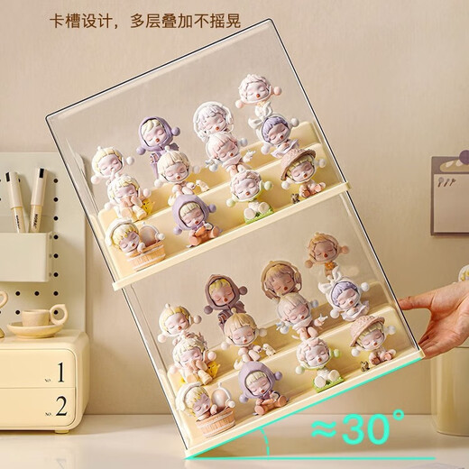 Acrylic display box, blind box display rack, storage box, acrylic ornaments, desktop box display figure, three-layer ladder model, 12-15 dolls, free foot glue