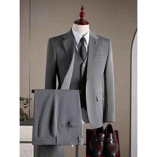 PDG Yageor 2025 Automne Suit pour hommes de marié robe de mariée Business Casual Work Travail Small One Budle - Black Suit + Vest + pantalon, obtenez 3xl 56