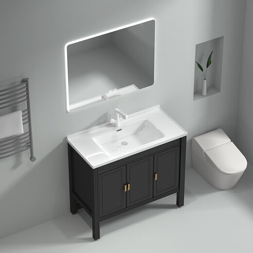 
Wrigley Space Aluminum Bathroom Cabinet Combination Thickened Floor-On-Wall Washing Basin Washing Pool Washing Dressing Table Light Luxury 50 Wide White Wood 12250 Floor + White Lifting and Pulling Faucet + 7