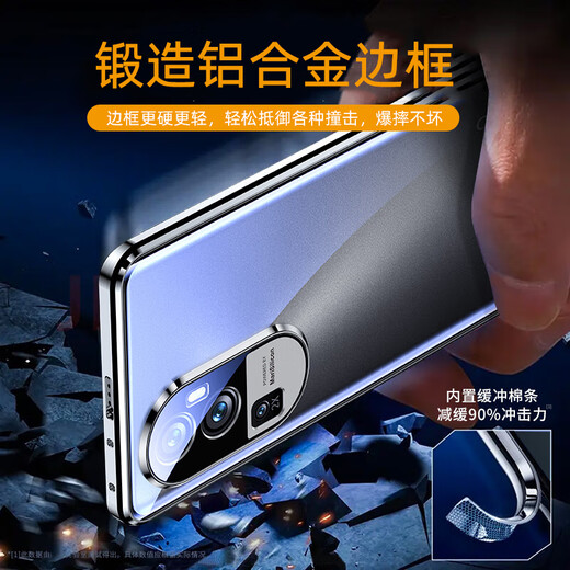 壳前线 荣耀400手机壳荣耀400Pro保护套男女双面玻璃翻盖磁吸金属边框镜头全包透明外壳 （黑色-高清款）进口材质-超强防摔 荣耀 400 Pro