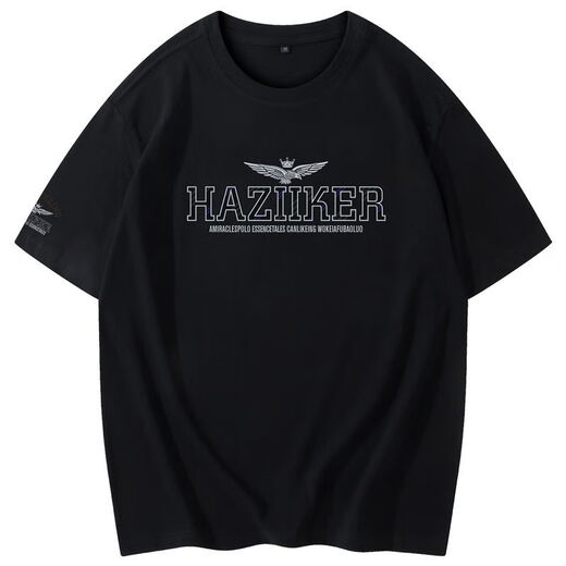 Soodu Shark Herren-T-Shirt Kurzärärmig-Buchstaben Eagle Drucken Lose großer Größe 260 Weiß [56-6218#] xs [80100jin [Jin entspricht 0,5 kg]]