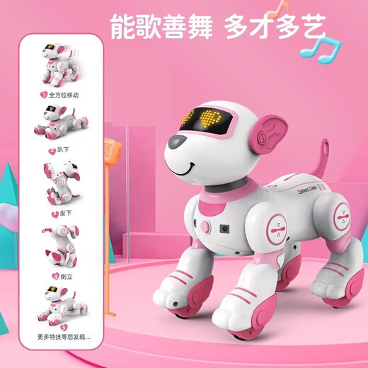 JJRC Children's Intelligent Maschinenhund Frühaufschuld Sprachkontrolle Spielzeug Jungen 1-3 Jahre Mädchen 2-4-6 Jahre Geburtstagsgeschenk-Roboterprogrammierung intelligent Follow + Touch Interaction [N1 Pink] Intelligente frühe Bildungsprogrammierung Touch Interaktion Wachstum Begleiter