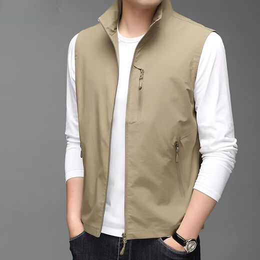 
Classic Car (LAOYECHE) Spring and Summer Vest Stand Collar Outdoor Trend Leisure Sports Fishing Vest Workwear Vest Men's Quick Dry Jacket 686 Military Green XL