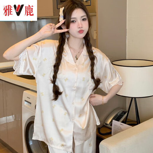 Yalu Bingsi Pyjamas pour femmes en été en été doux et confortable style ours ours de dessin de l'été pantalon à manches courtes ensembles de vêtements à la maison yfy9905 # m [suggéré 80-100jin [Jin est égal à 0,5 kg]]]
